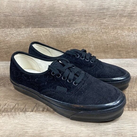 VANS OG Authentic LX Velvet Embroidery Leopard Black Skate Shoes Womens 8.5 NEW - Picture 1 of 10